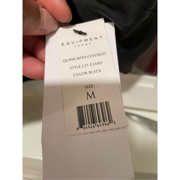 Equipment Femme Black Silk Lace Sleeve Blouse Size M Quinn Goth Emo Whimsigoth - Picture 6 of 6